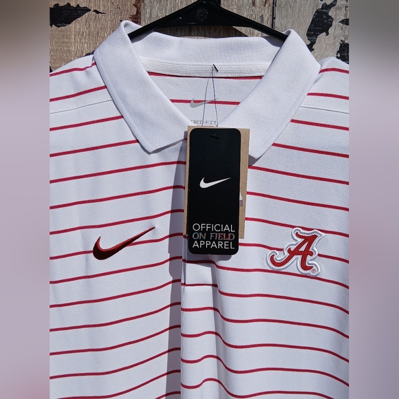 NEW Nike Alabama Crimson Tide Mens DriFIT Victory Stripe Short Sleeve Polo's - Picture 4 of 16